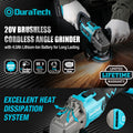 DURATECH 20V 4-1/2" Brushless Cordless Angle Grinder Kit 8500RPM Disc