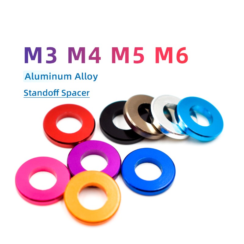 Aluminium Anodised Flat Washer Set 10pcs, M3 to M6