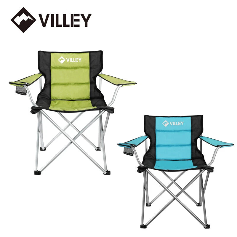 Villey Camping Chairs Padded Folding Chair Foldable Outside Arm Chair