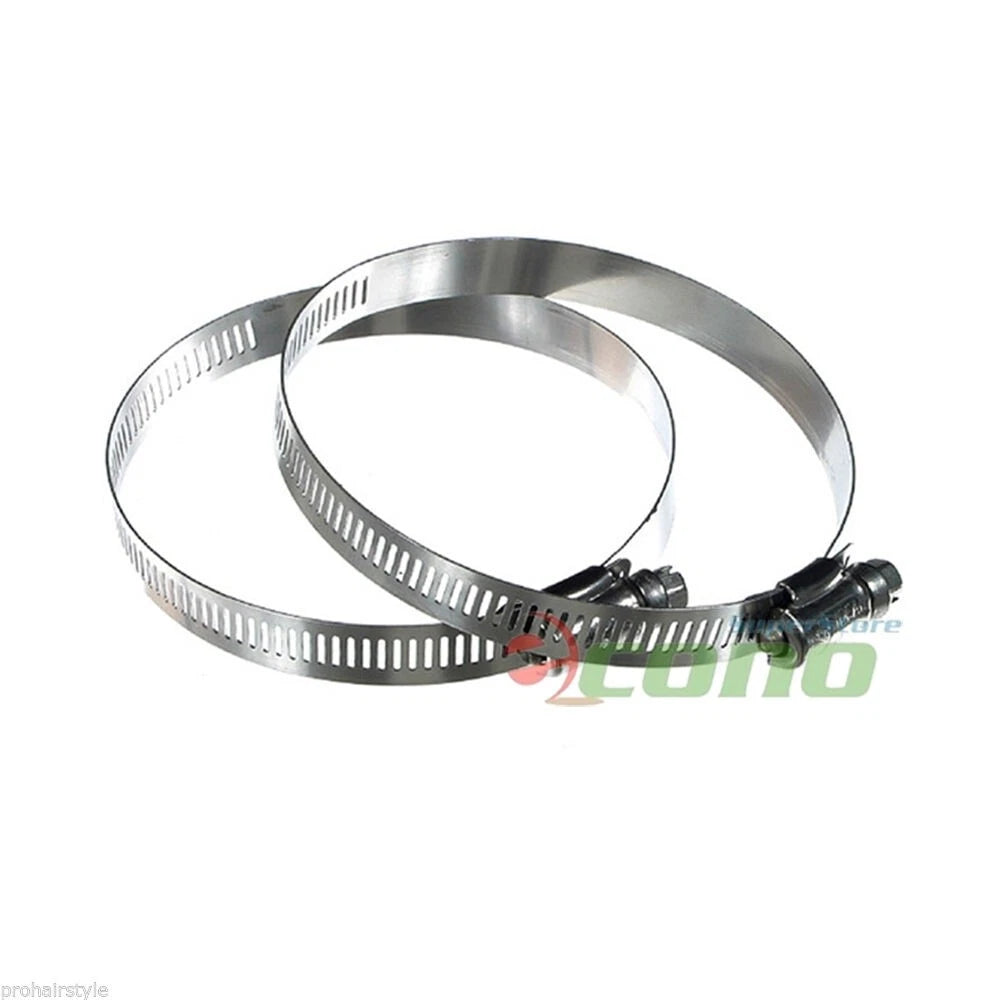 Lot Two 4'' Stainless Steel Hose Pipe Adjustable Screw Bolt Clamps