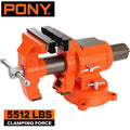 Pony 5 Inch Heavy Duty Bench Vise 5512 LBS Clamping Force 360 Degree Swivel Base