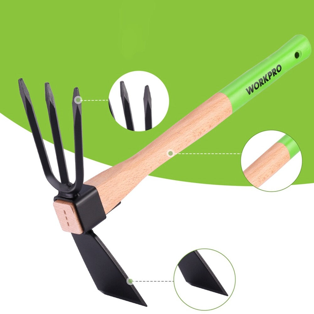 WORKPRO 2-in-1 Heavy Duty Hoe and Cultivator Garden Rake with 14"
