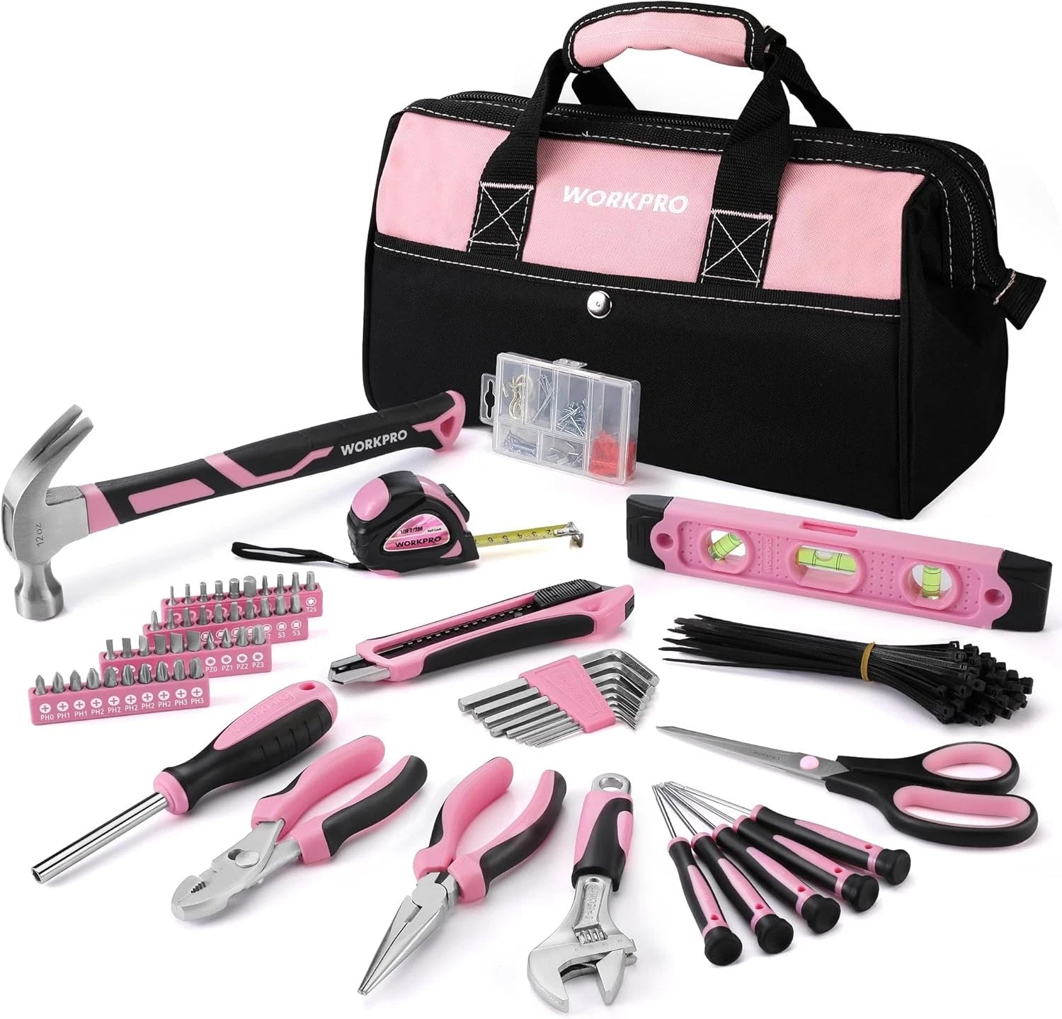 Workpro 263-piece Pink Tool Kit Home Repairing Tool Set Household