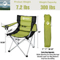 VILLEY Padded Camping Chair Folding Chair Outside High Arm Lawn Chair