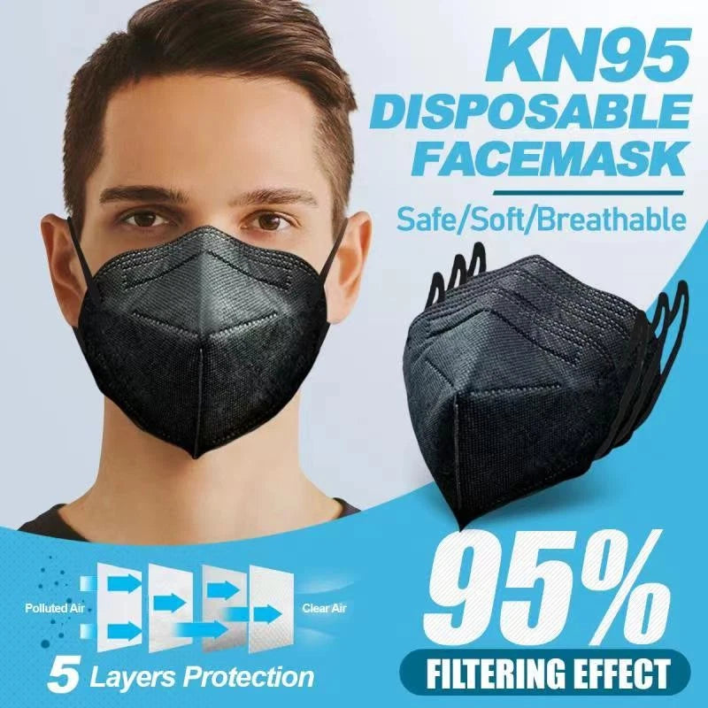 Black Kn95 Protective 5-ply Face Mask Bfe 95% Pm2.5 | Built Supply Co