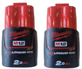 Milwaukee M12B2 12V Li-Ion Batteries x2