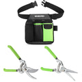 WORKPRO Pruning Shears Set w/5-Pocket Waist Tool Belt 8" Bypass &amp; Straight Blade