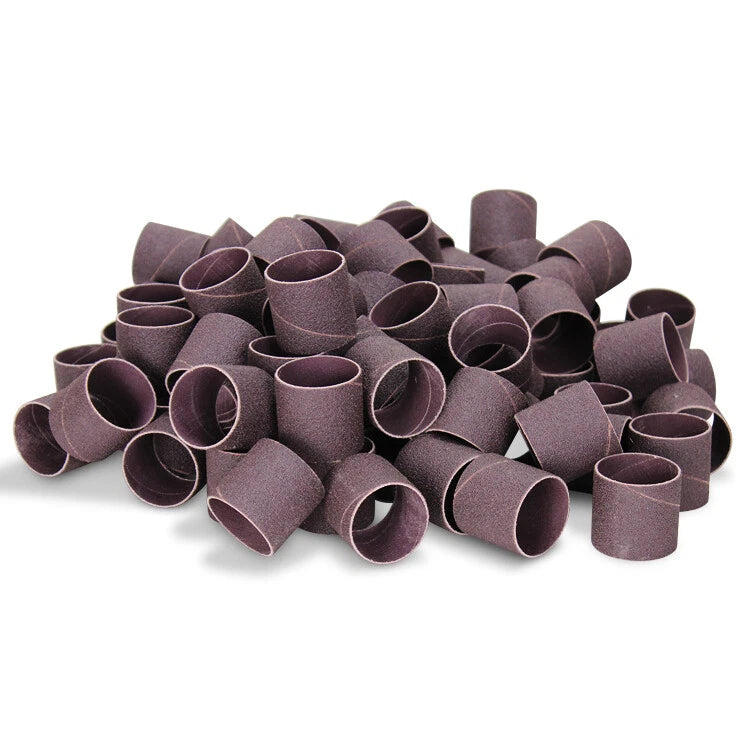 1/2" x 1/2" Aluminum Oxide Spiral Bands, No Lap Sanding Sleeves - 100 Pack