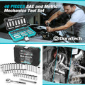 WORKPRO 22pc Socket Set 3-in-1 Ratchet Handle Socket Wrench 1/4