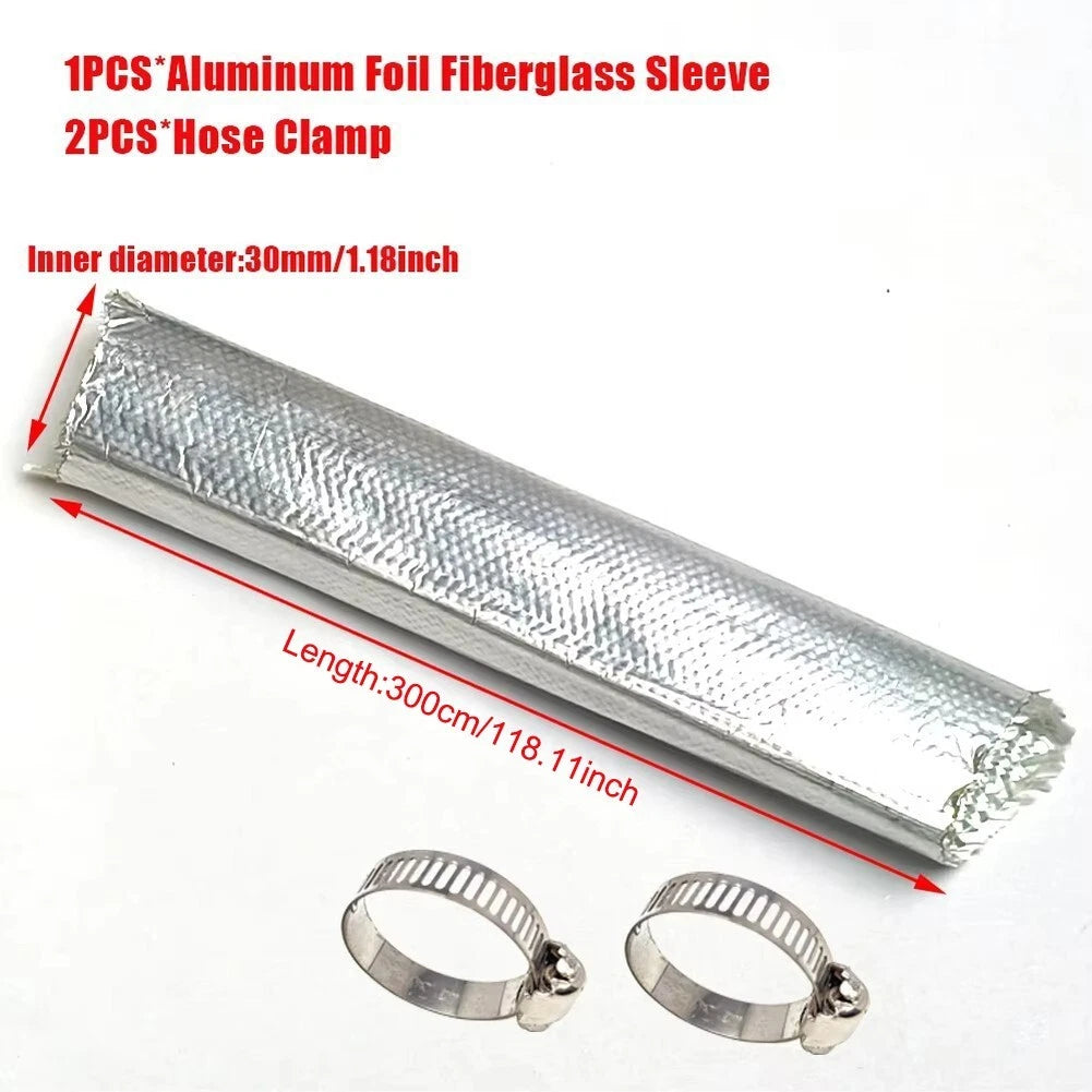Exhaust Pipe Insulation Kit 300cm Aluminum Foil Fiberglass For