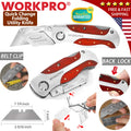 Workpro Folding Utility Knife Quick-change Box Cutter Retro Wood
