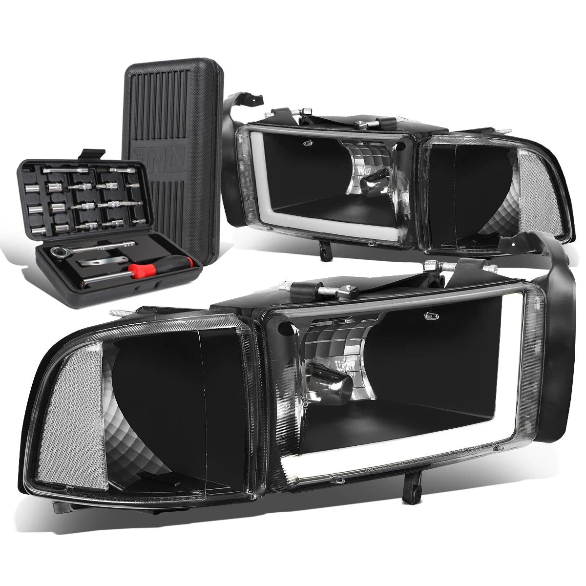 For 1994-2002 Dodge Ram Led Drl Bar Black/clear | Built Supply Co