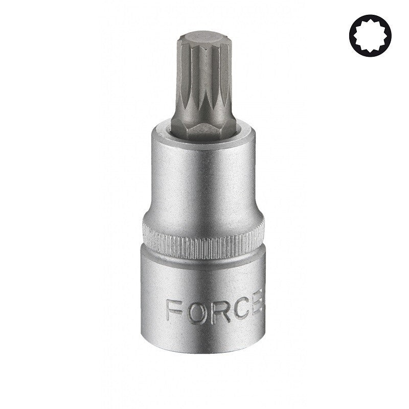 Force 33850.. S2 Steel 3/8" Dr. 50mmL 12pt Star Spline Male Socket