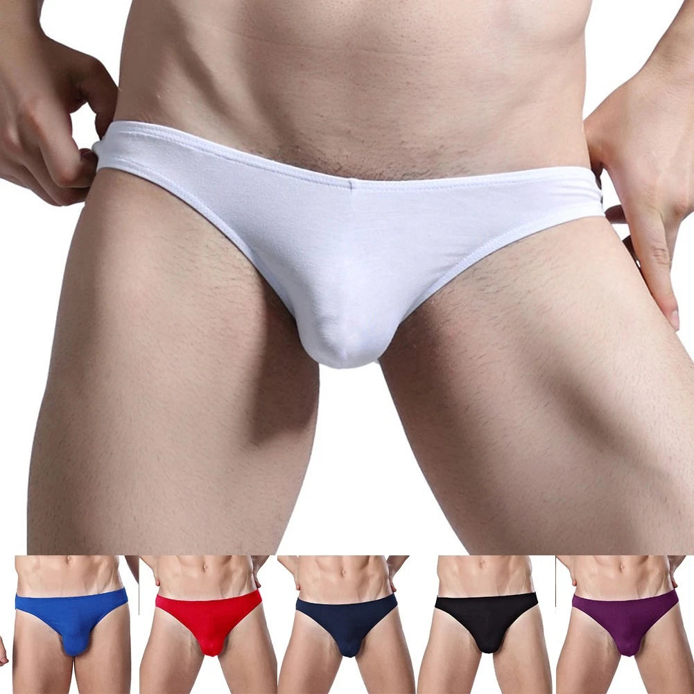 Men Seamless Breathable Solid Color Underwear Pouch Briefs Soft And