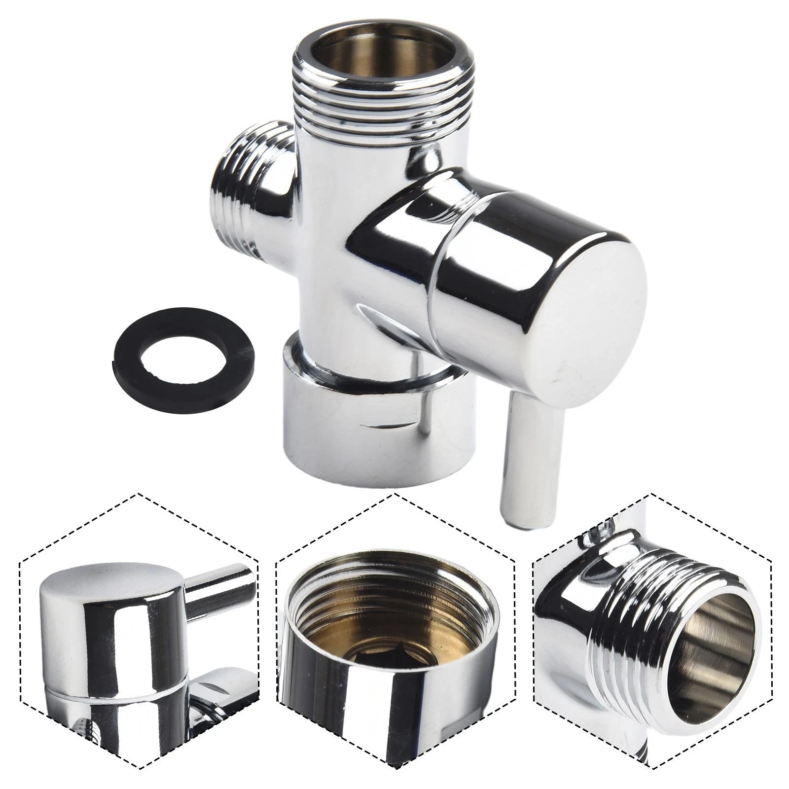 Part Diverter Valve Chrome Plated Brass 1/2 & 3/4" Connector Shower