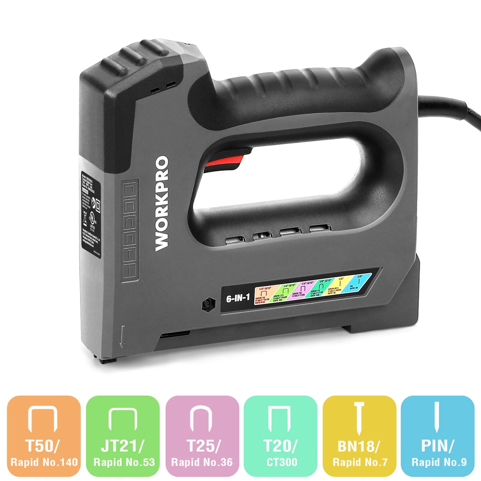 110V Corded 6 In 1 Staple Gun Electric Stapler Tackers Brad Nailer