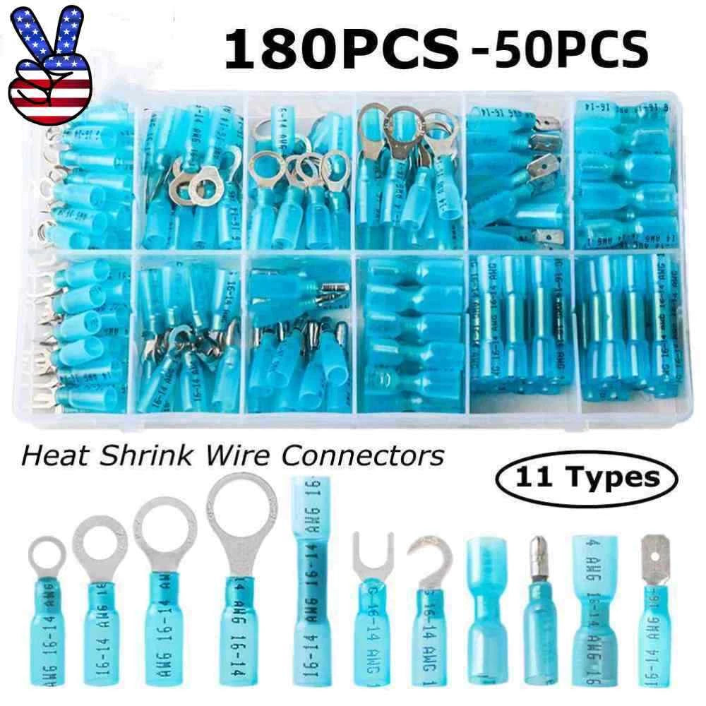 16-14awg Heat Shrink Wire Connectors Crimp Butt Spade Ring Terminals