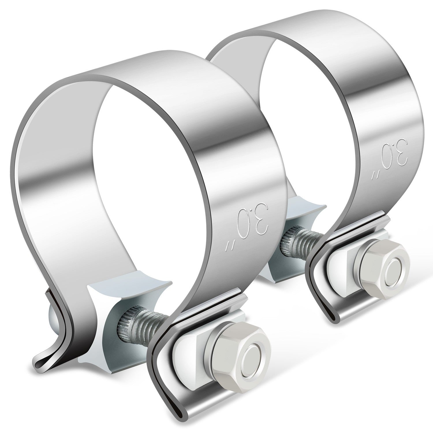 2 x 3" OD Narrow Band Exhaust Clamp Muffler Pipe Sleeve Coupler