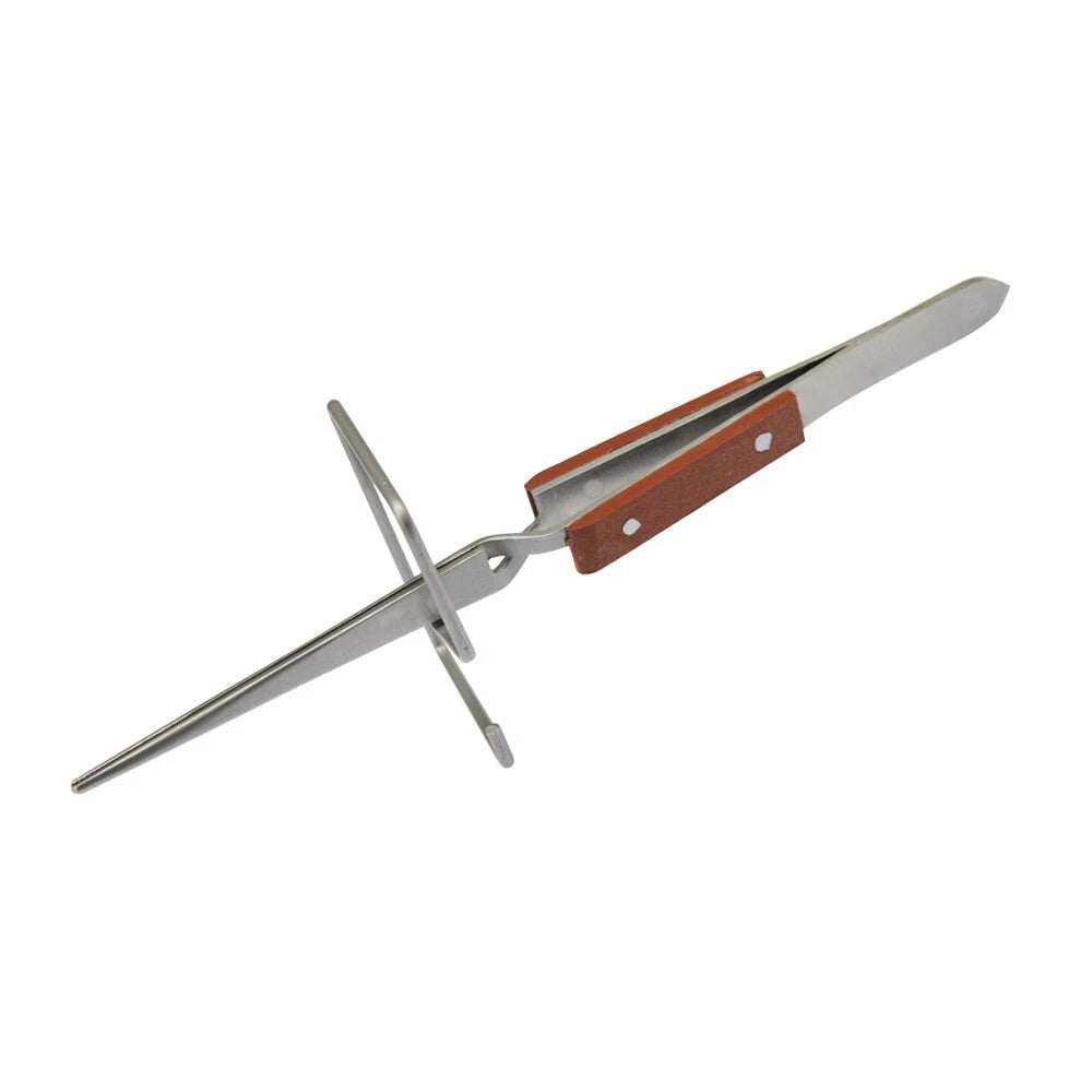 Cross-lock Fiber Grip Tweezer 6-1/2" Length With Stand-jewelry