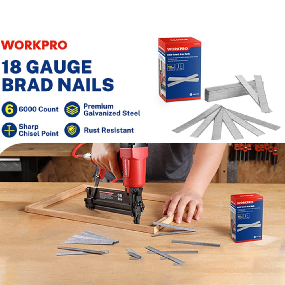 WORKPRO 5/8'' 18 Gauge Brad Nail for Pneumatic & Electric Br