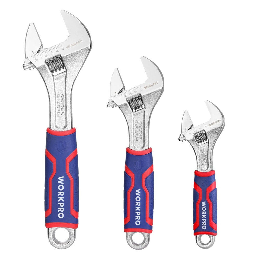 WORKPRO 3pcs Adjustable Wrench Set 6" 8" 10" by WORKPRO