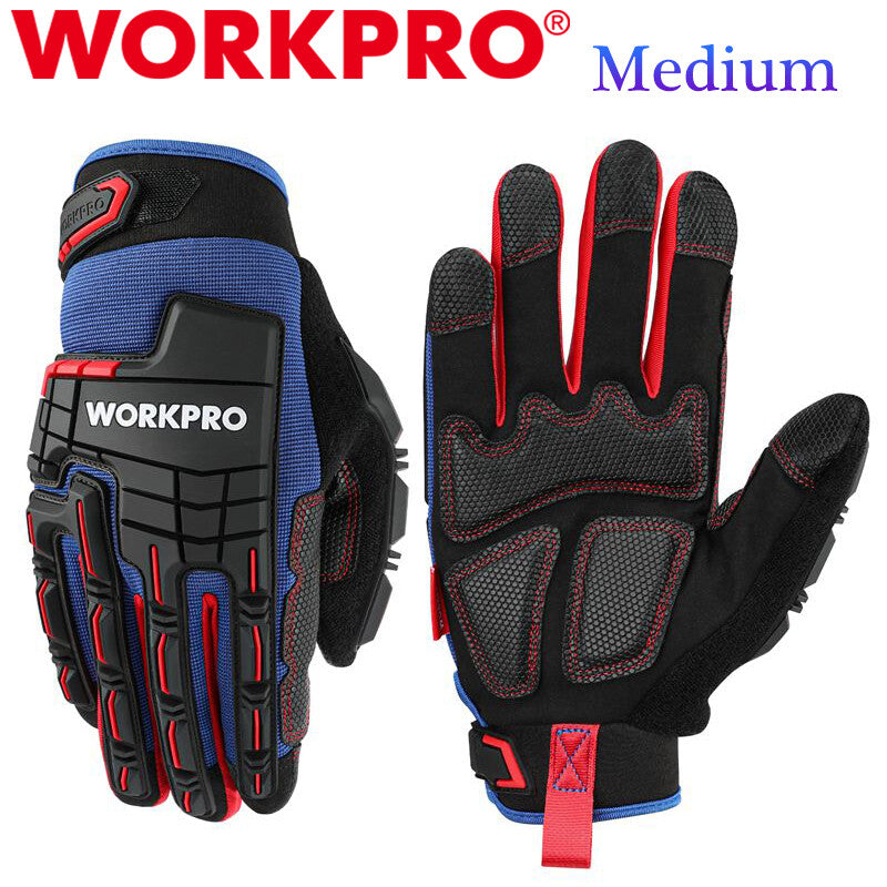 WORKPRO Medium Heavy Duty Work Gloves Synthetic Leather Impact Working