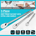 Extra Long Drive Ratchet Handle Set 1/4" 3/8" 1/2" Ratchet Wrench