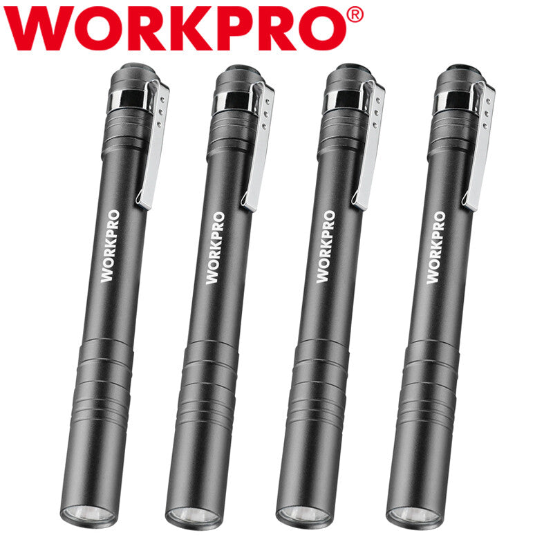 WORKPRO 4PC LED Pen Light Set Aluminum Handheld Flashlight Pocket