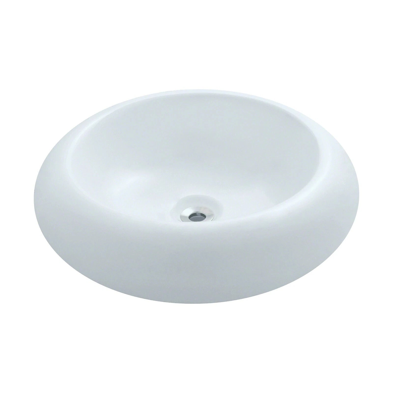 Rok Halo Round Shaped Vessel Bathroom Sink, 18-1/2" Diameter, White
