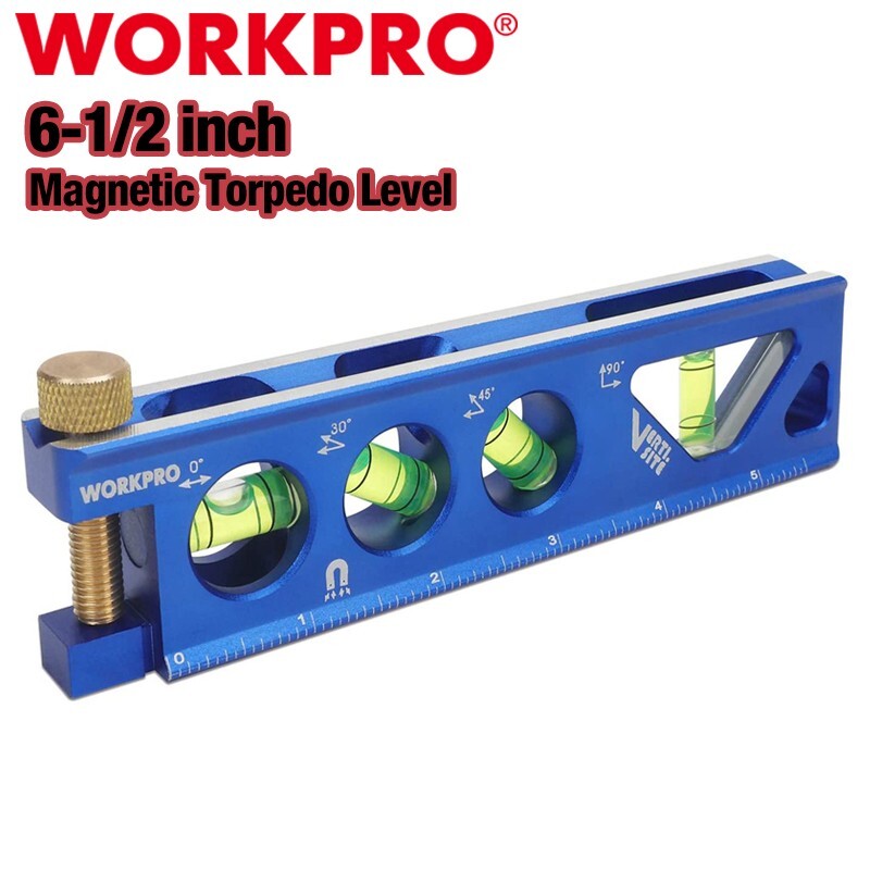 WORKPRO 6-1/2 inch Torpedo Level Magnetic Verti. Site 4 Vial for