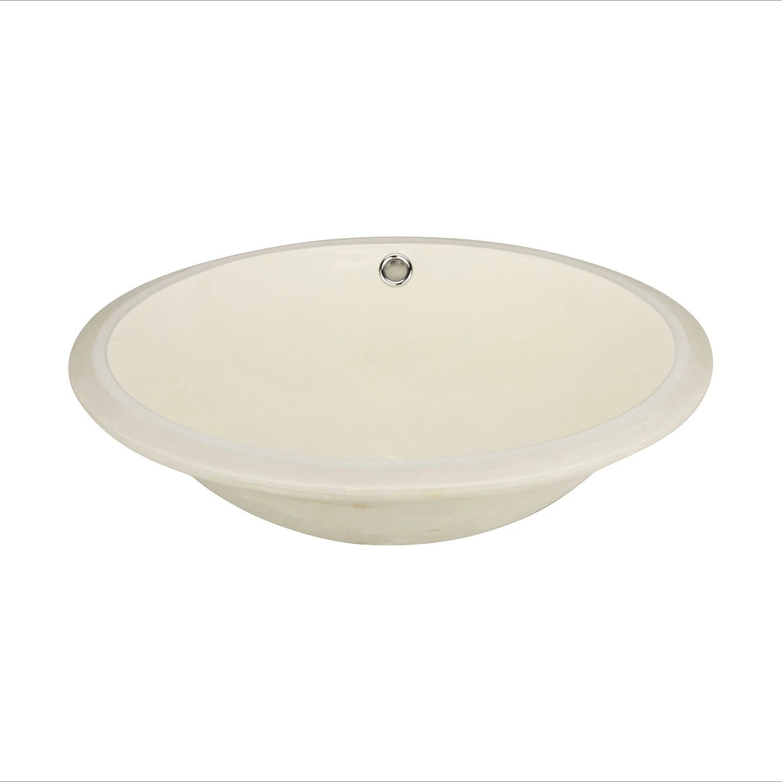 Ladle Shaped Undermount Bathroom Vanity Sink, 17-1/2" Diameter Ivory