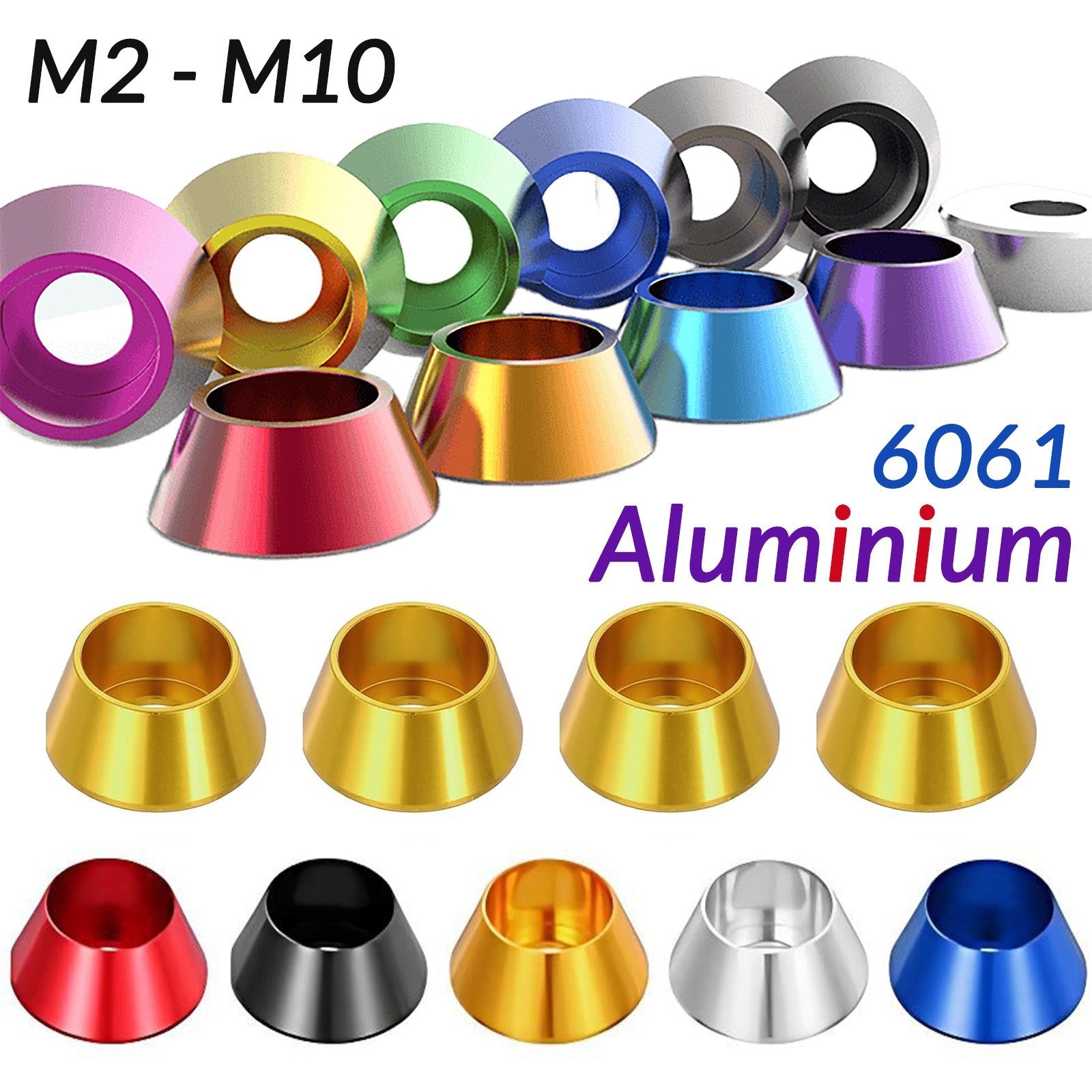 Anodised Aluminium Cone Washers M2 - M10