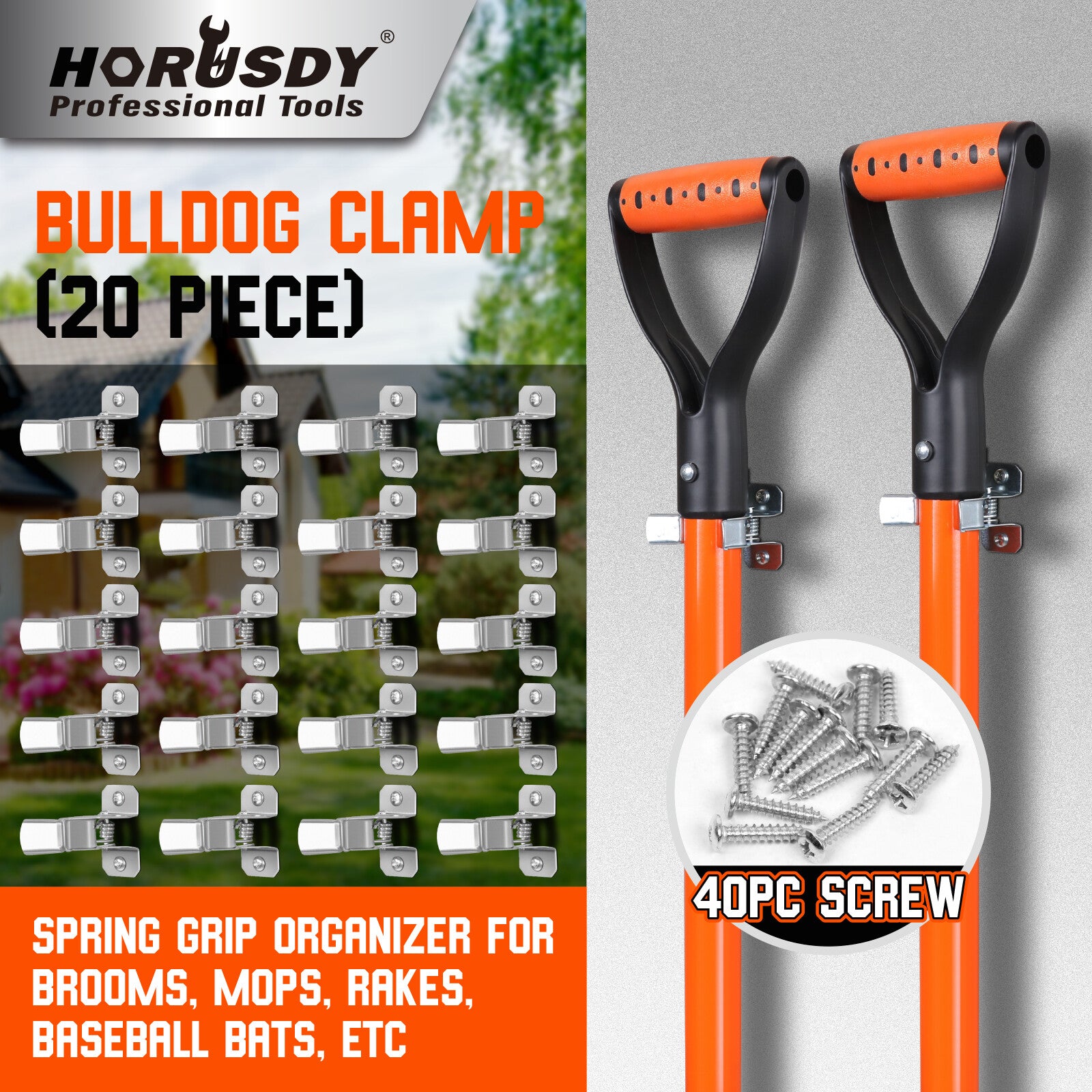 Garden Tool Organizer 20 Pack Shovel Holder Wall Mount Broom Mop