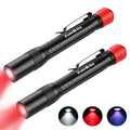 2Pack Multi-Function LED Pocket Pen Light 3 IN 1 LED Flashlight W/AAA
