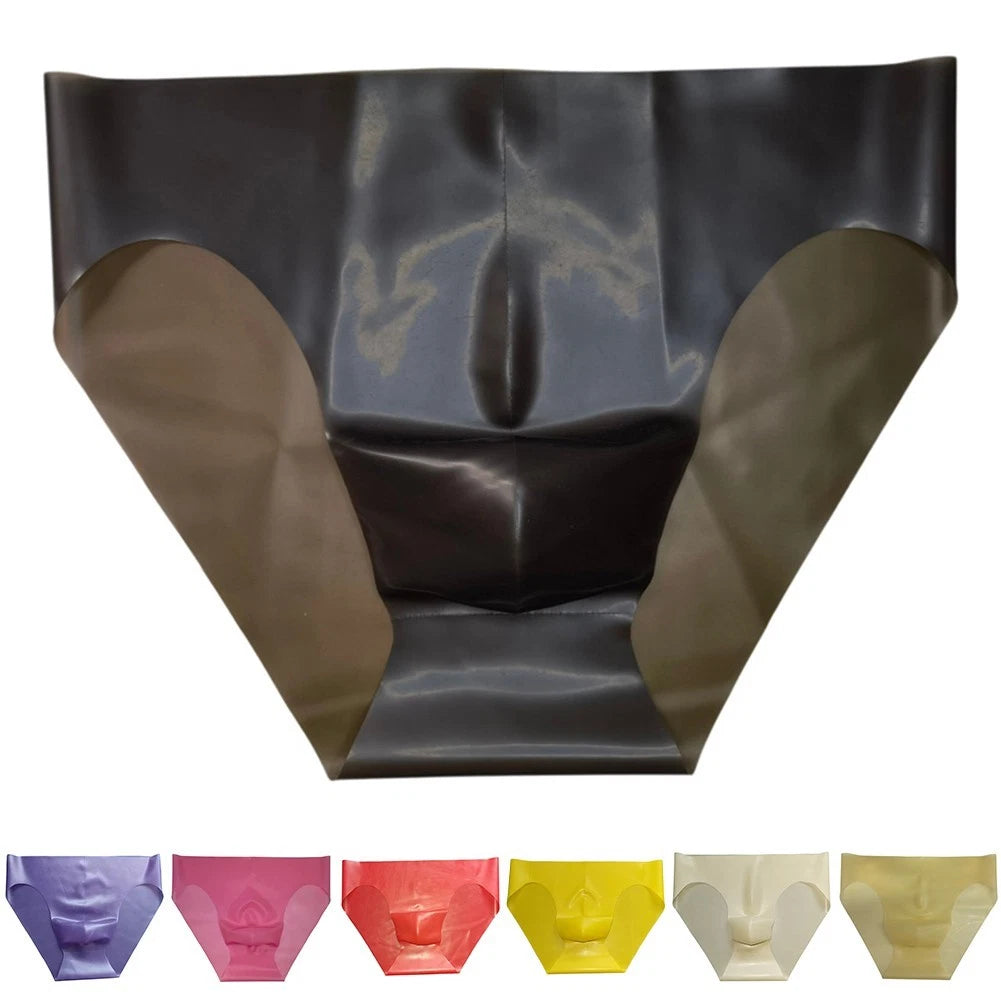 Latex Mens Underpants Seamless Pouch Briefs Transparent Low Cut