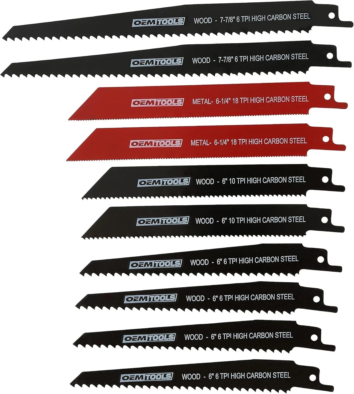 Oem Tools Reciprocating Saw Blade Set Metal, Wood, 6, 10, 18 Tpi 26530