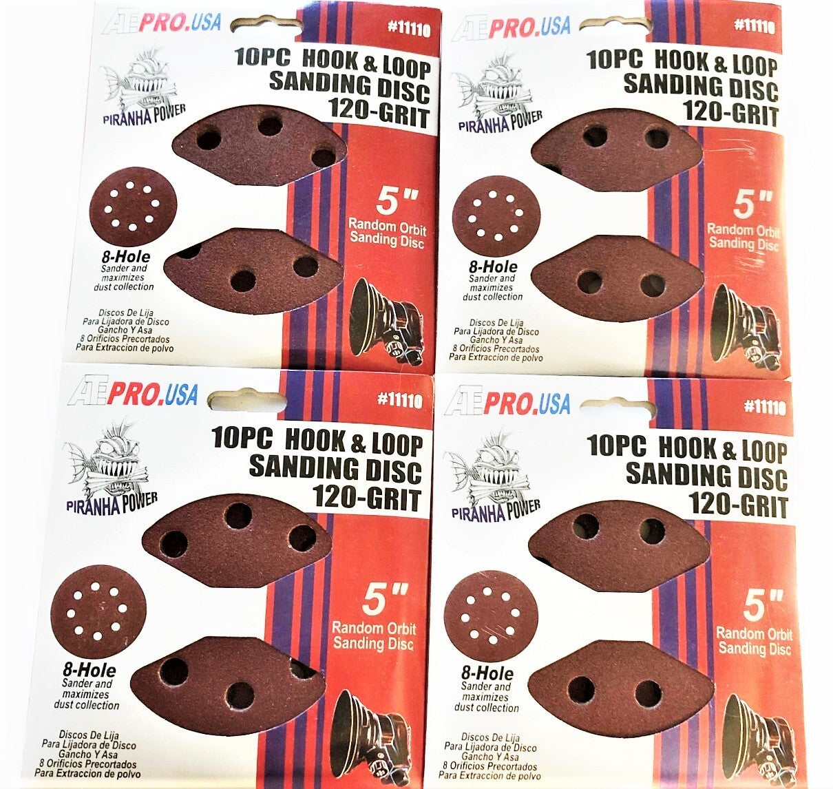 40 ATE PRO 5" HOOK AND LOOP 8 HOLE SANDING DISCS 120 GRIT ORBITAL SANDER #11110O