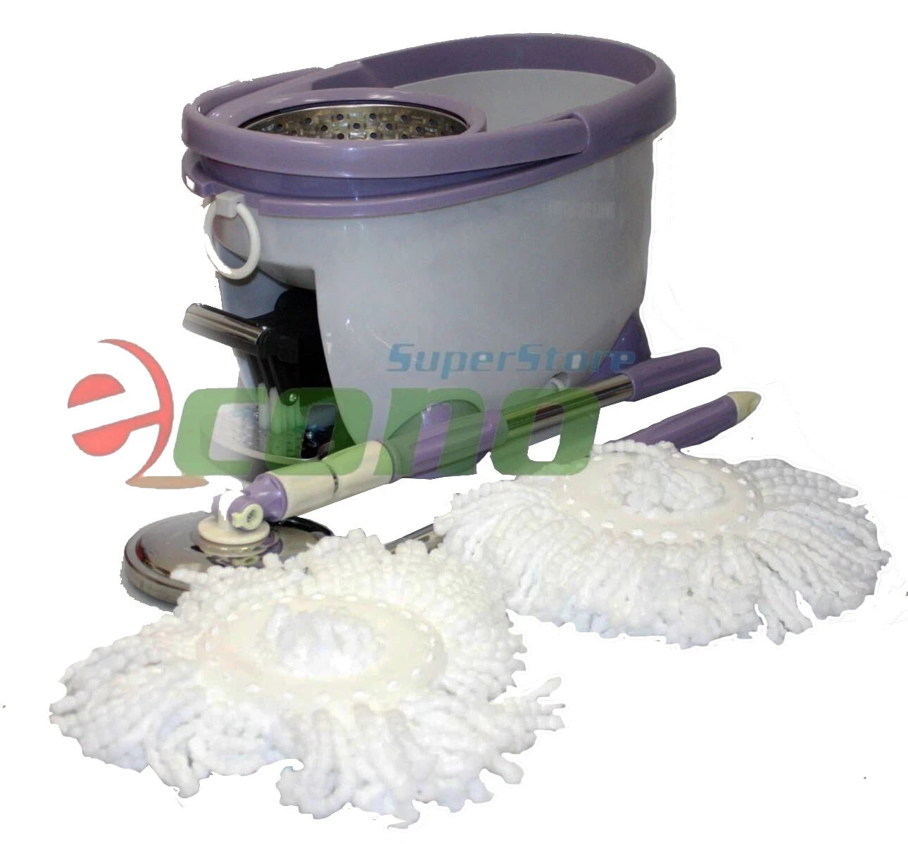 360° Two Way Spin Rotate Magic Easy Dry Mop W/foot Spin Bucket & 2