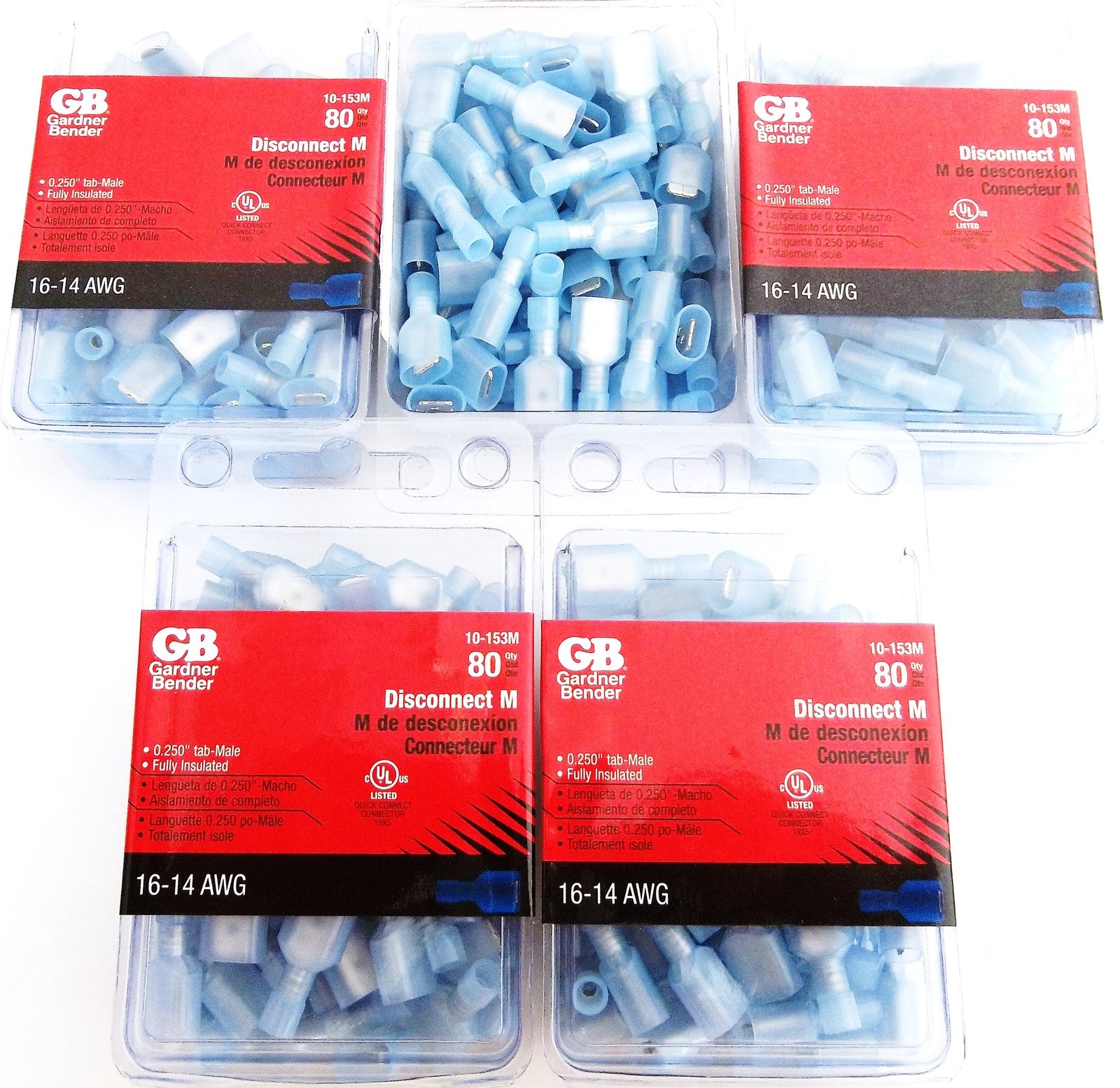 400 GB MALE DISCONNECT WIRE CONNECTORS 16-14 AWG FULLY INSULATED NYLON SPADE Ope