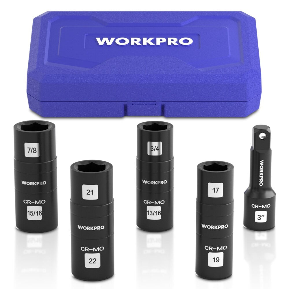 WORKPRO 5PC Impact Socket Set 1/2" Dr Lug Nut Wheel 3" Extension Bar