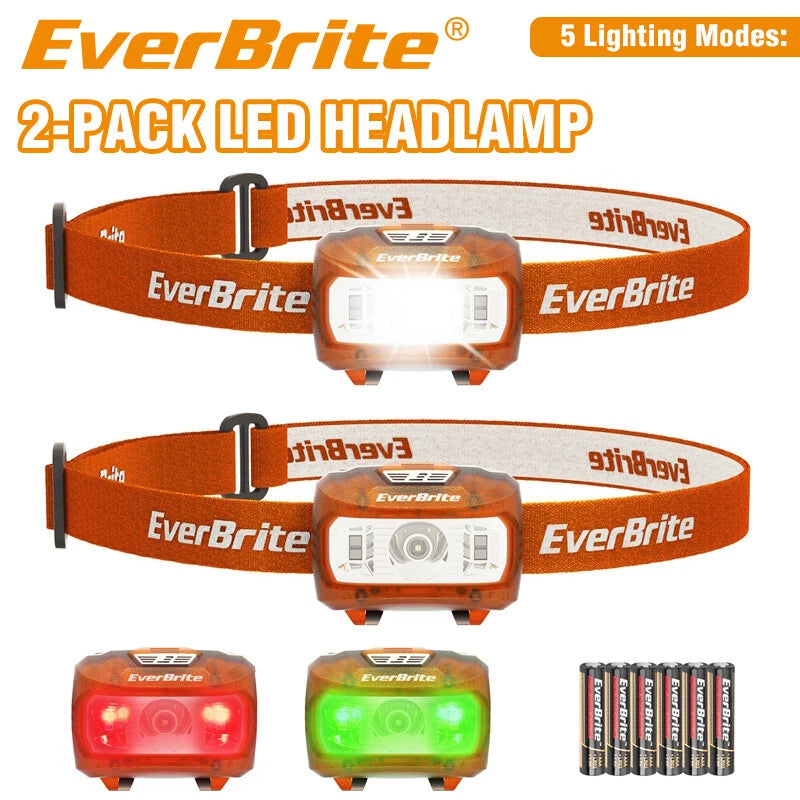 Everbrite 2-pack Led Headlamp Super Bright Head Lamp Adjustable Lamp