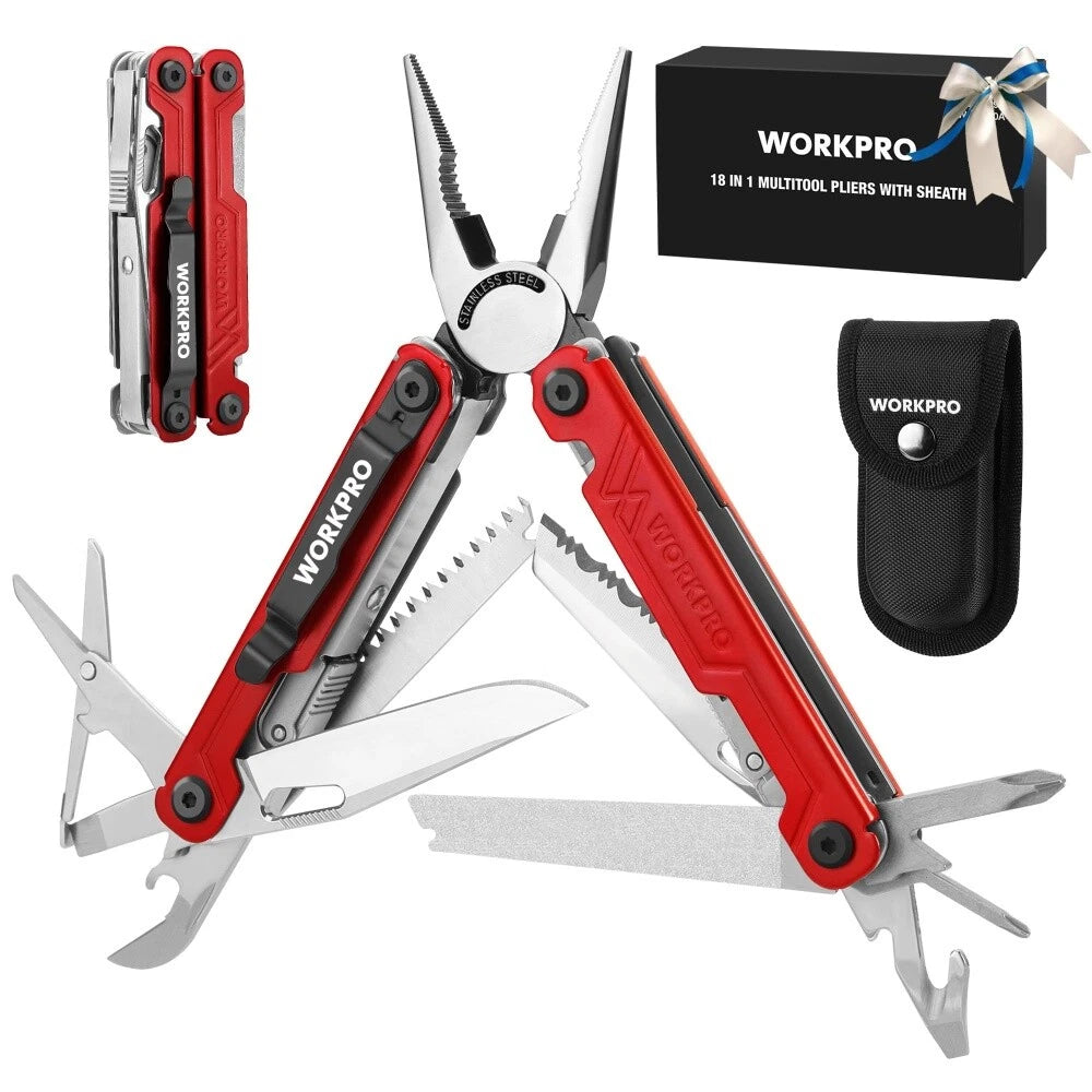 Workpro 18-in-1 Folding Multitool Pliers Stainless Steel Multi Tool
