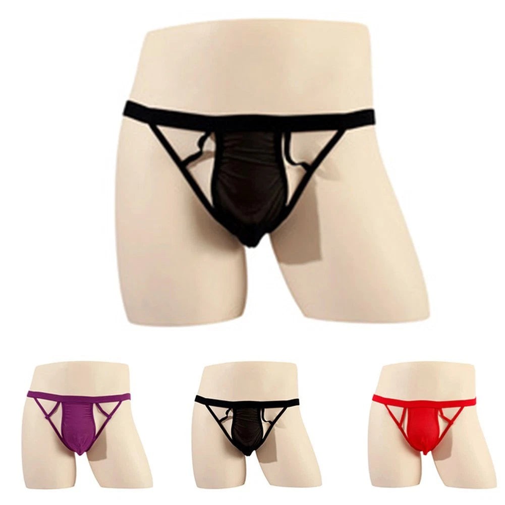 Low Rise Mens Sexy Mesh Thongs Underwear Straped Briefs G Strings