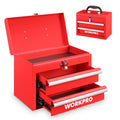 Workpro Portable Mini Tool Box Metal Tool Chest 2 Drawer with Ball