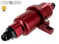 An -8 (an8 Jic -8) Red Billet Fuel Filter 10 Micron and Billet Cradle