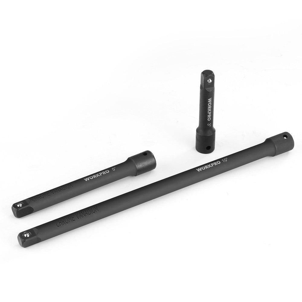 WORKPRO 3PC 1/2" Drive Impact Extension Bar Set 3" 6" 8” Length Socket