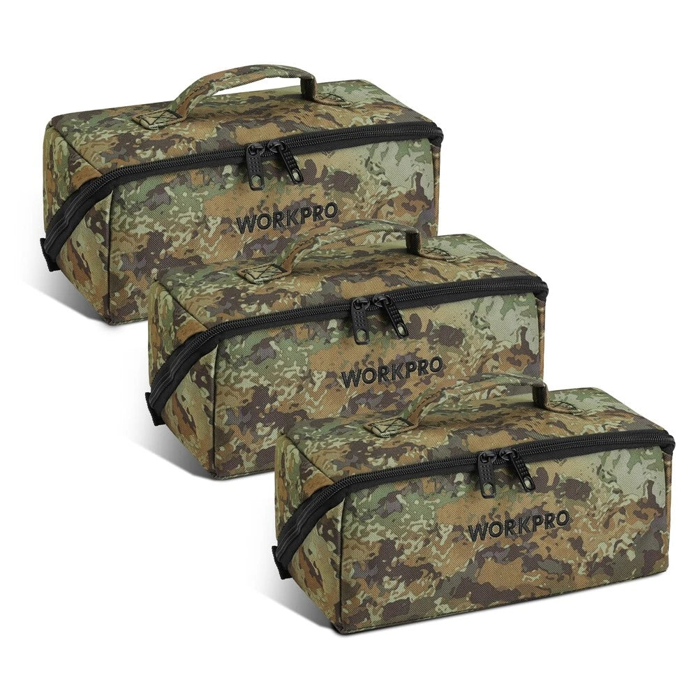 WORKPRO 3PC Tool Bag 10" Utility Wide Mouth Heavy Duty Tool Storage Bag Tote Bag