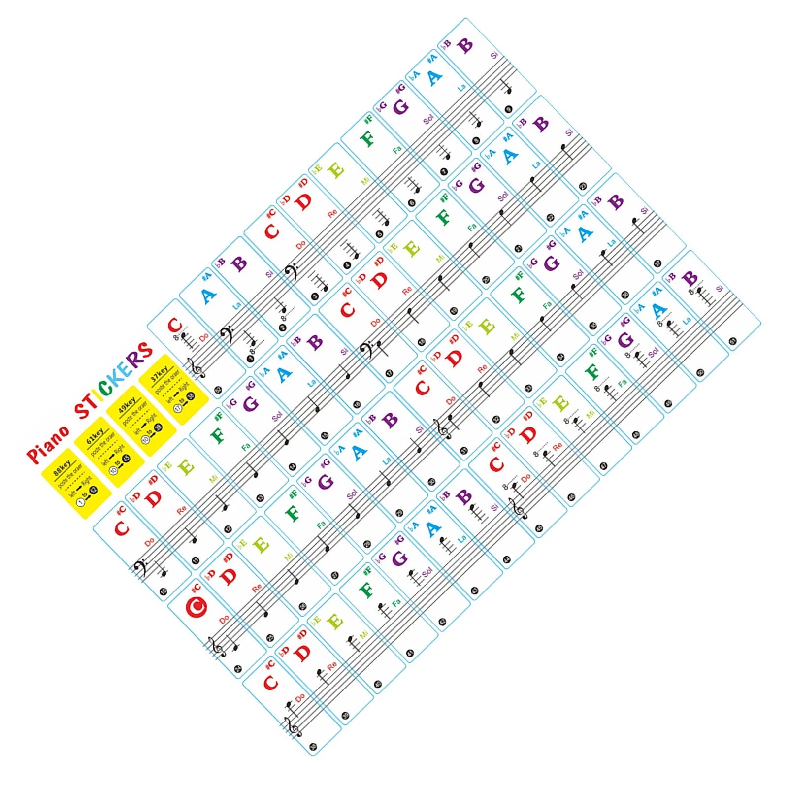 Removable Universal Learning Piano Music Keyboard Sticker 37/49/61/88