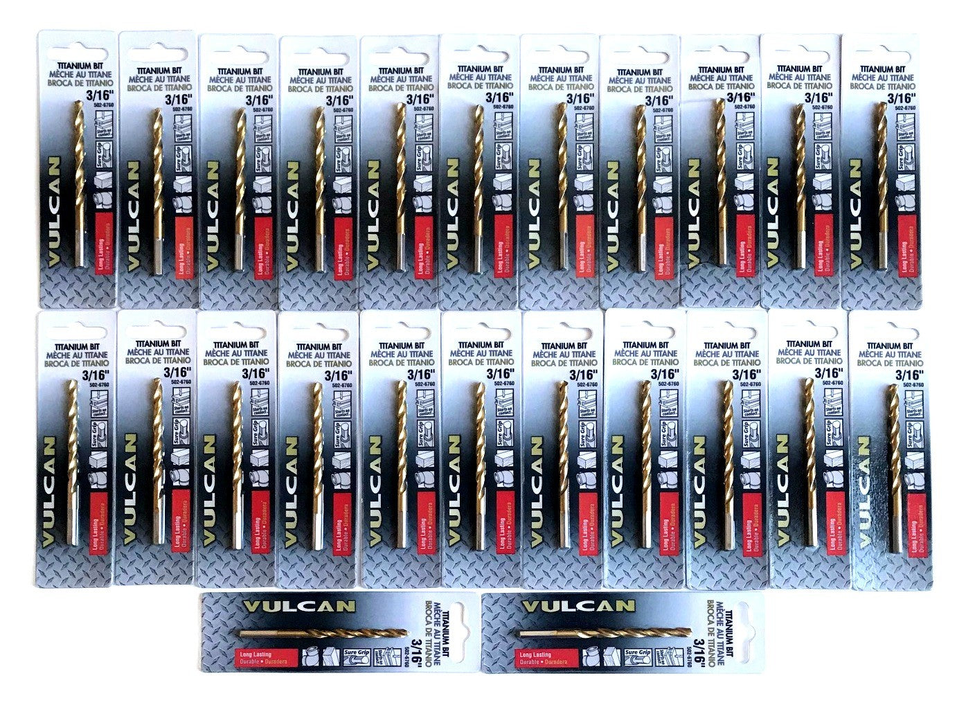 Vulcan 3/16" Titanium Drill Bits - 24 Pack