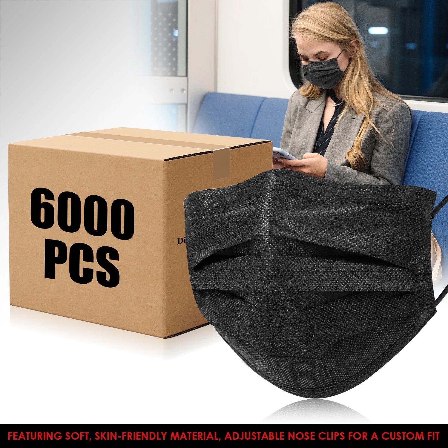 Case Of 60 Boxes () - Black Disposable Face Masks | Built Supply Co